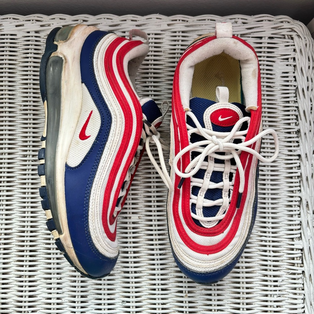 Nike 7Youth/8,5 Women Air Max 97 Red and Blue Sneakers